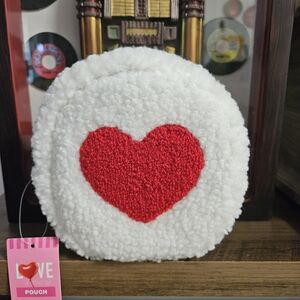 Heart Design White Pouch NWT